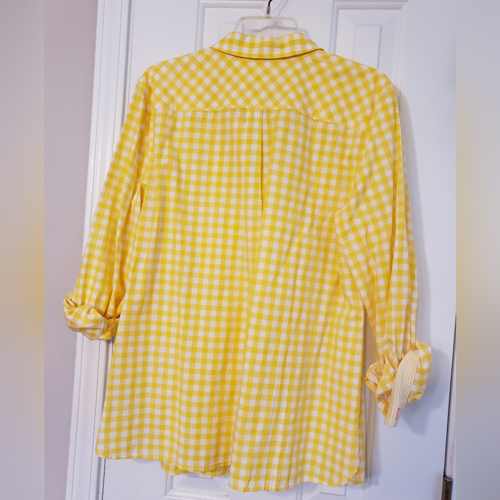 Talbots Yellow Gingham Button-Up Shirt - Picture 3 of 4
